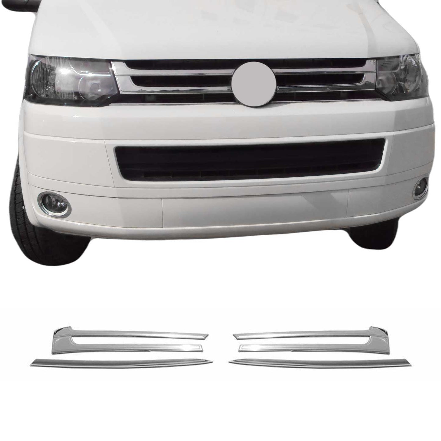 Kühlergrill Leisten Grillleisten für VW T5 2009-2015 Edelstahl Silber 1tlg