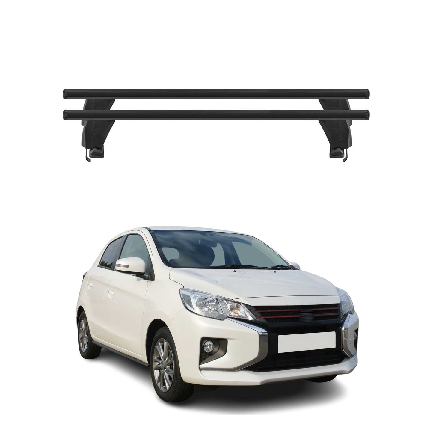 Menabo Dachträger für Mitsubishi Space Star mk2 2016-2020 FL 50kg Alu Schwarz 2x