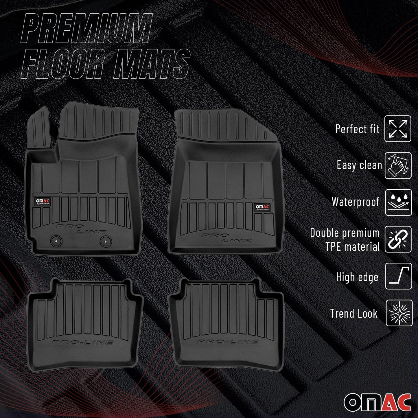 2019-2025 Hyundai i10 Fußmatten TPE Schwarz 4 tlg