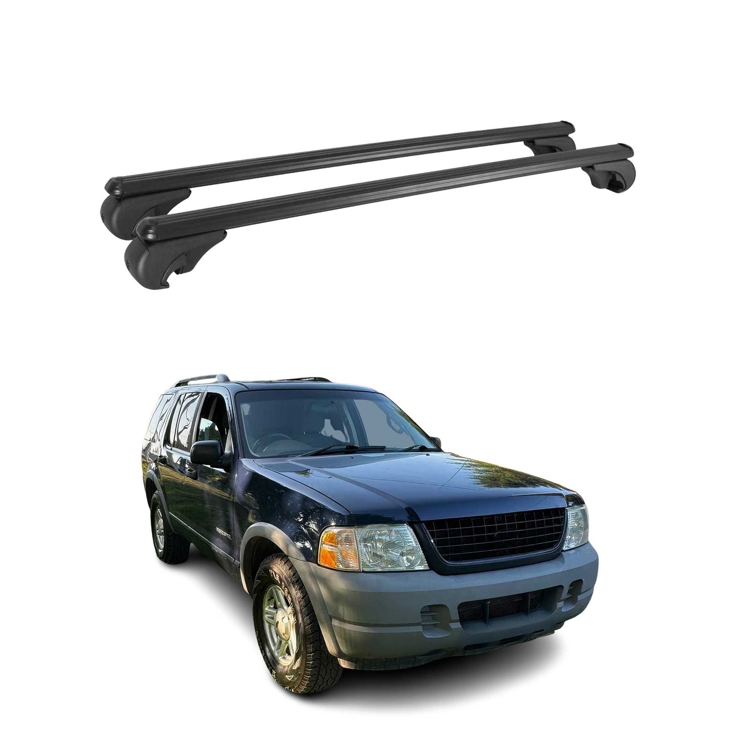 Dachträger Grundtäger für Ford Explorer 2002-2005 75kg Aluminium Schwarz 2 tlg