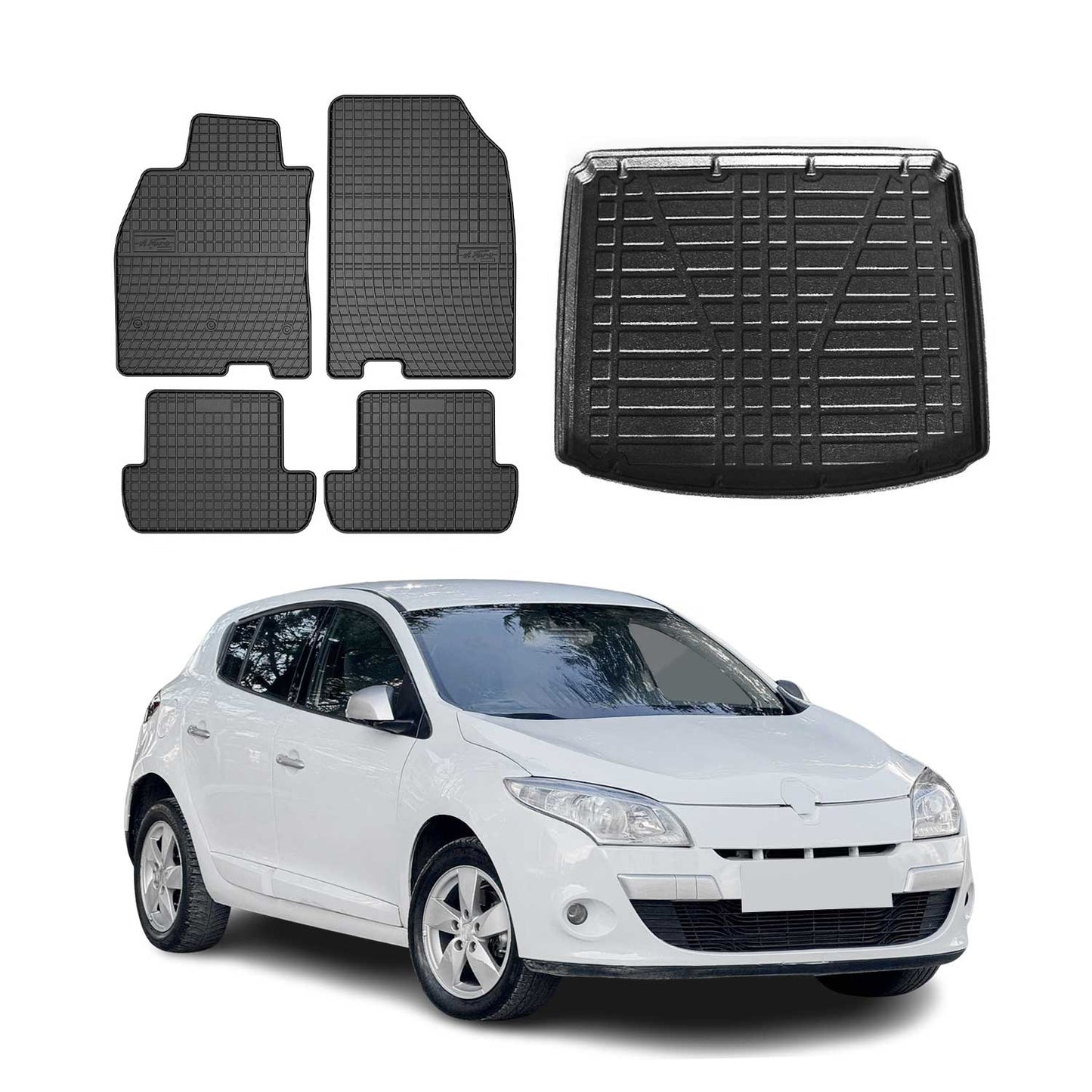 Set covorașe și portbagaj pentru Renault Megane Grandtour 2009-2016, cauciuc, 5 buc.