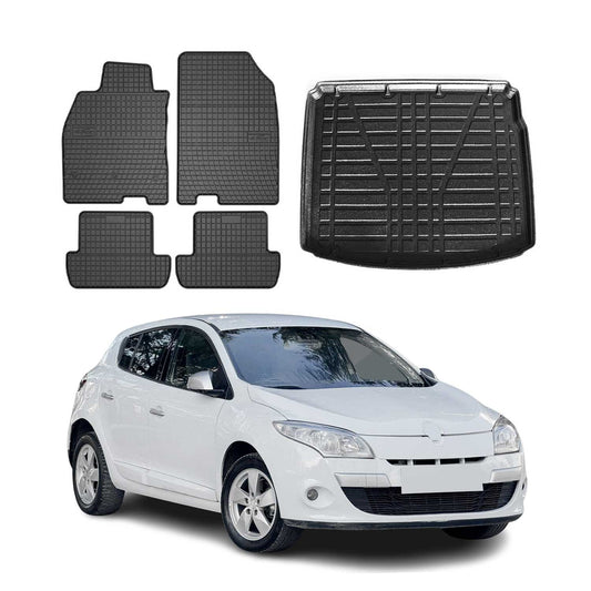 Set covorașe și portbagaj pentru Renault Megane Grandtour 2009-2016, cauciuc, 5 buc.