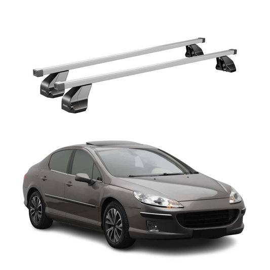 Menabo Dachträger Grundtäger für Peugeot 407 2004-2011 75kg Stahl Silber 2 tlg