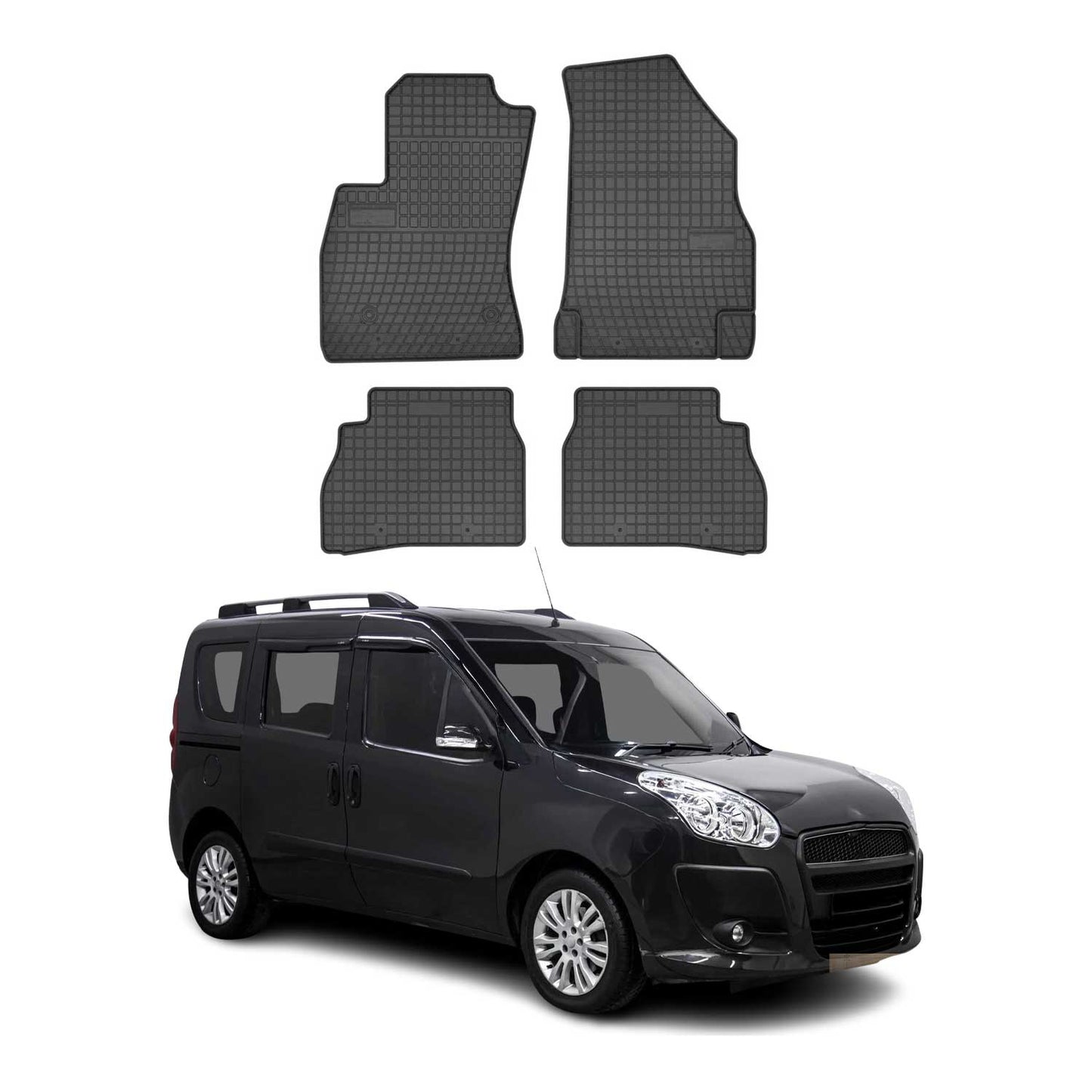2010-2020 Fiat Doblo Fußmatten Gummi Schwarz 4 tlg