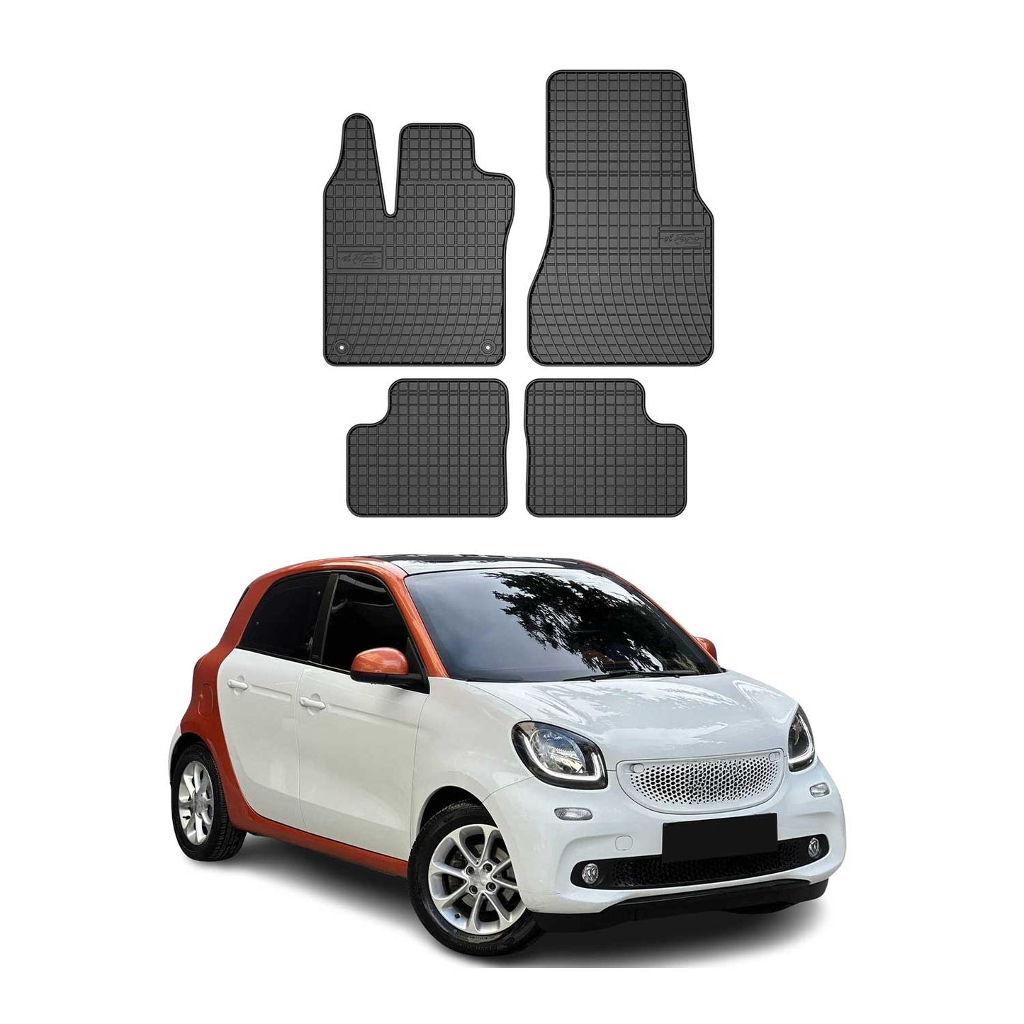 2014-2020 Smart Forfour Fußmatten Gummi Schwarz 4 tlg