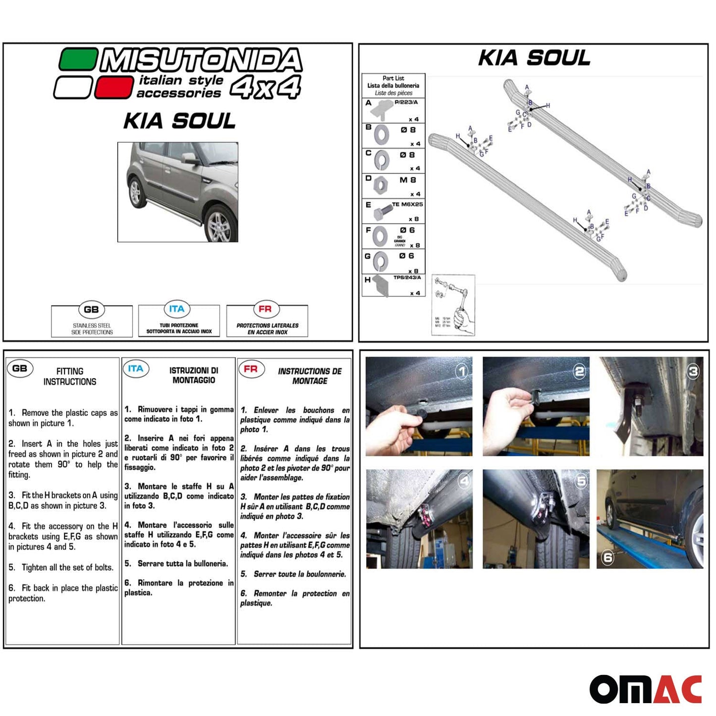 Praguri laterale din oțel, tuburi prag pentru Kia Soul 2008-2014, negre