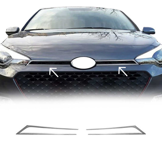 Benzi decorative grilă auto pentru Hyundai i20 2014-2020, oțel inoxidabil, argintiu, 2 bucăți