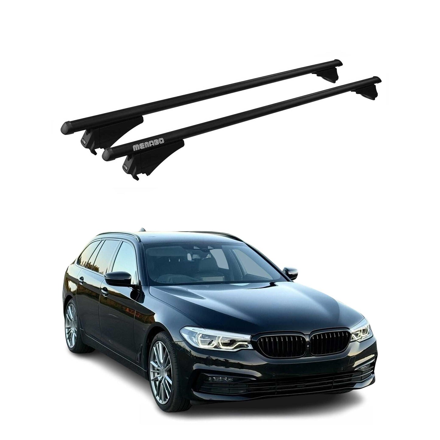 Menabo Dachträger Grundtäger für BMW 5er Touring G31 2017-2023 75kg Alu Schwarz