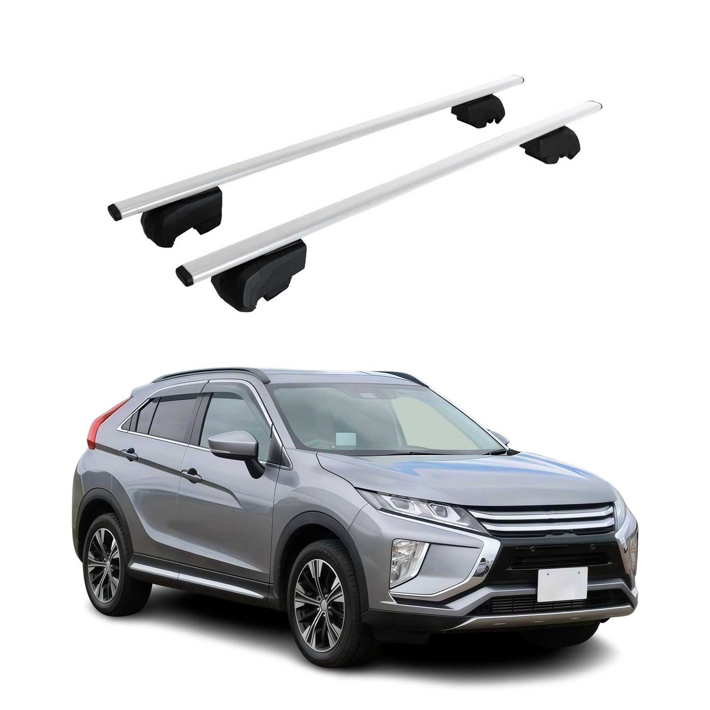 Portbagaj de plafon pentru Mitsubishi Eclipse Cross 2018-2022, metal, argintiu, ABE (omologare de tip germană)