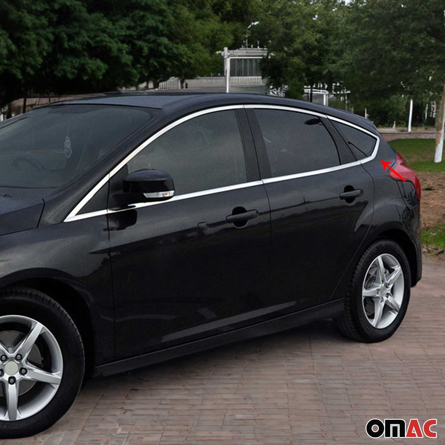 Benzi decorative pentru geamuri Ford Focus hatchback 2011-2015, oțel inoxidabil, 12 bucăți