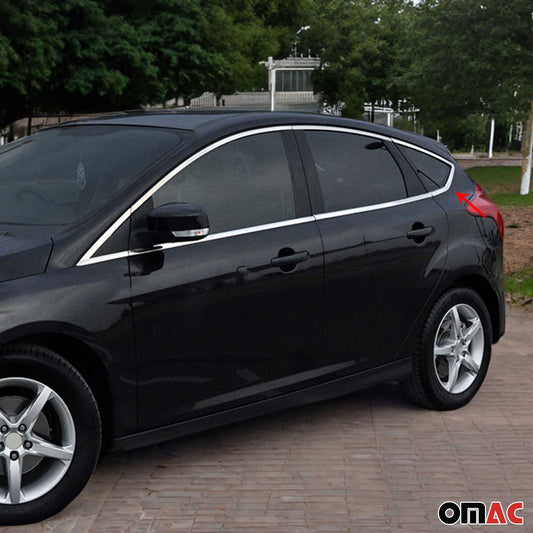 Benzi decorative pentru geamuri Ford Focus hatchback 2011-2015, oțel inoxidabil, 12 bucăți