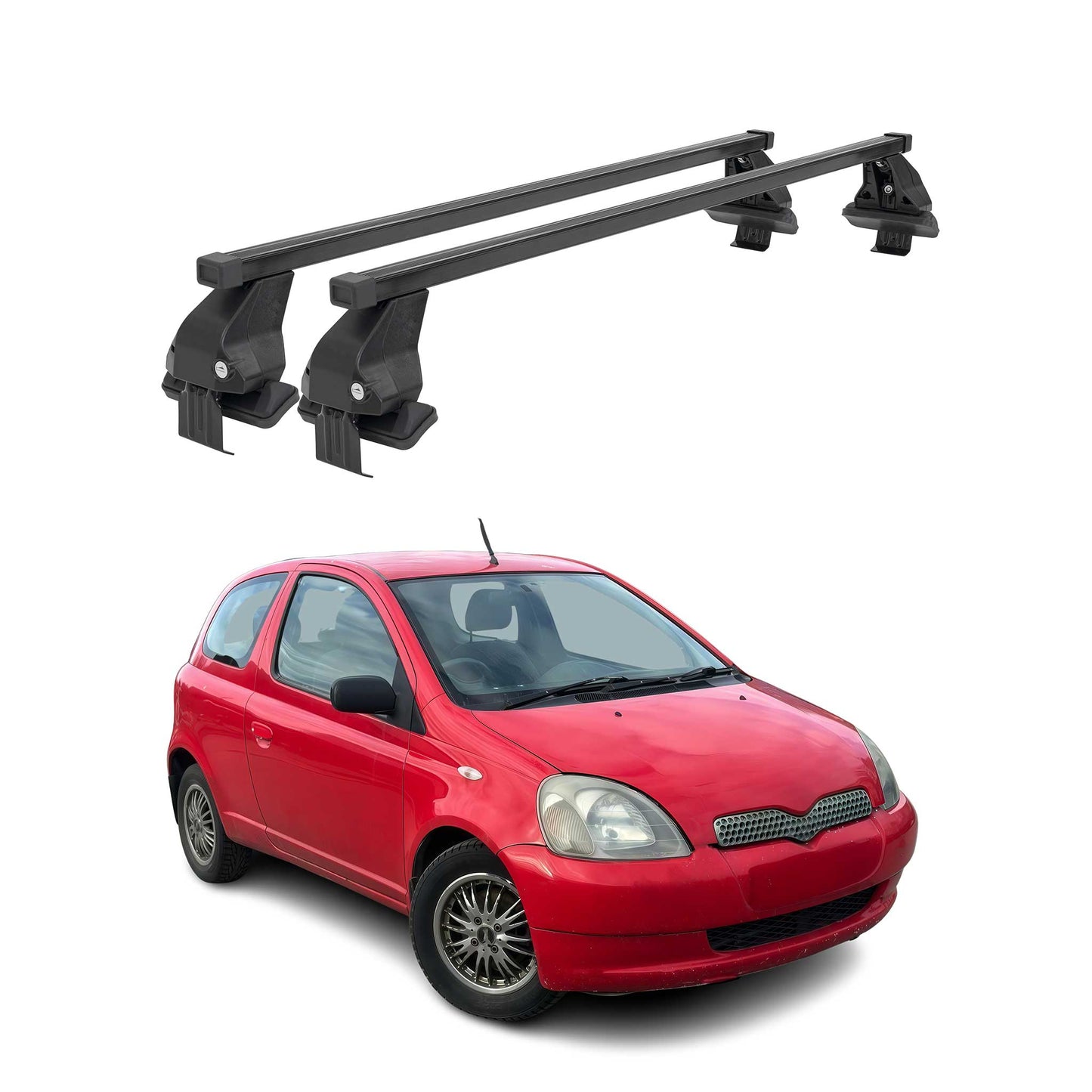 Menabo Dachträger Grundtäger für Toyota Yaris 1999-2005 50kg Stahl Schwarz 2 tlg