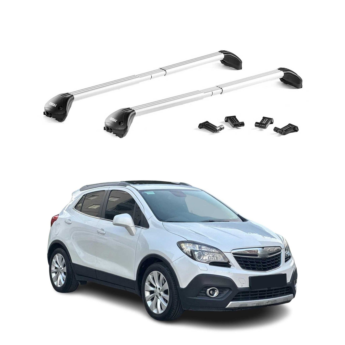 Portbagaj de plafon pentru Opel Mokka / Mokka X 2012-2019 100kg Gri Aluminiu 2x ABE