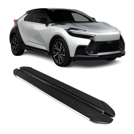 Trittbretter Seitenschweller für Toyota C-HR AX20 2023-2025 Alu Schwarz Silber