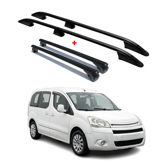 Dachträger + Dachreling SET für Citroen Berlingo L1 2008-2018 Alu Schwarz 4x