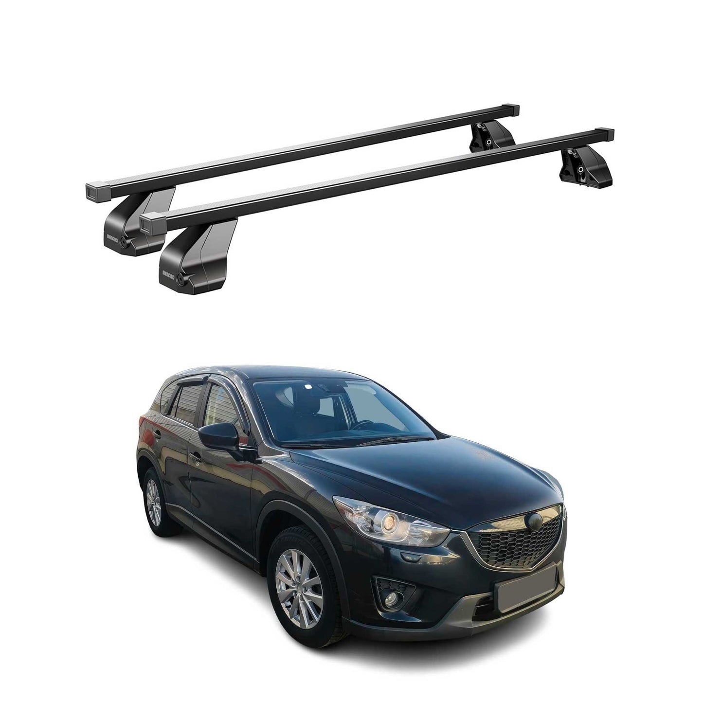 Menabo Dachträger Grundtäger für Mazda CX-5 2012-2016 75kg Stahl Schwarz 2 tlg