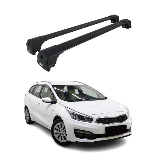 Dachträger Grundtäger für Kia Ceed Kombi 2012-2018 75kg Aluminium Schwarz 2 tlg