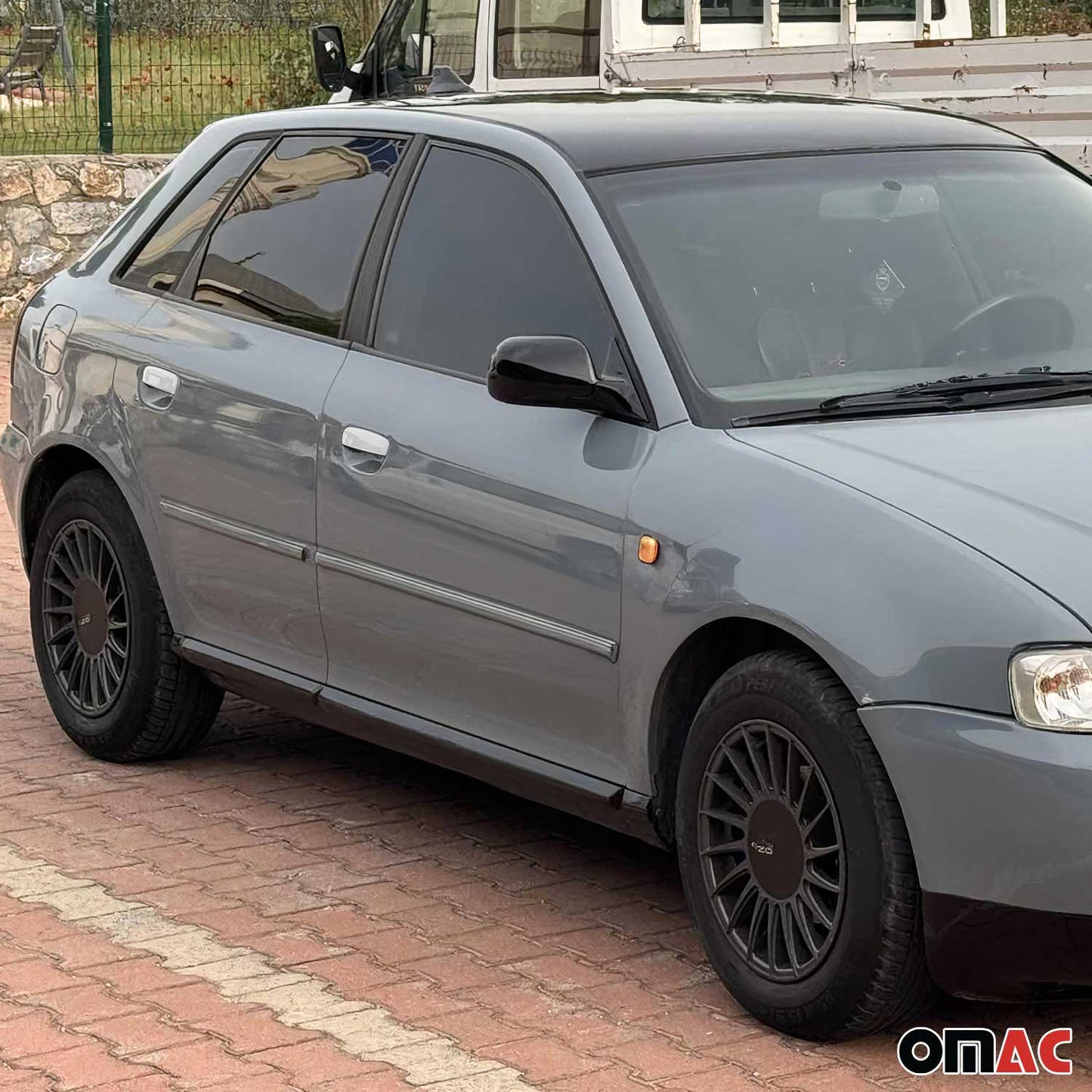 Ornamente mâner ușă, capac mâner ușă pentru Audi A8 1997-2003, oțel inoxidabil, argintiu, 5 bucăți