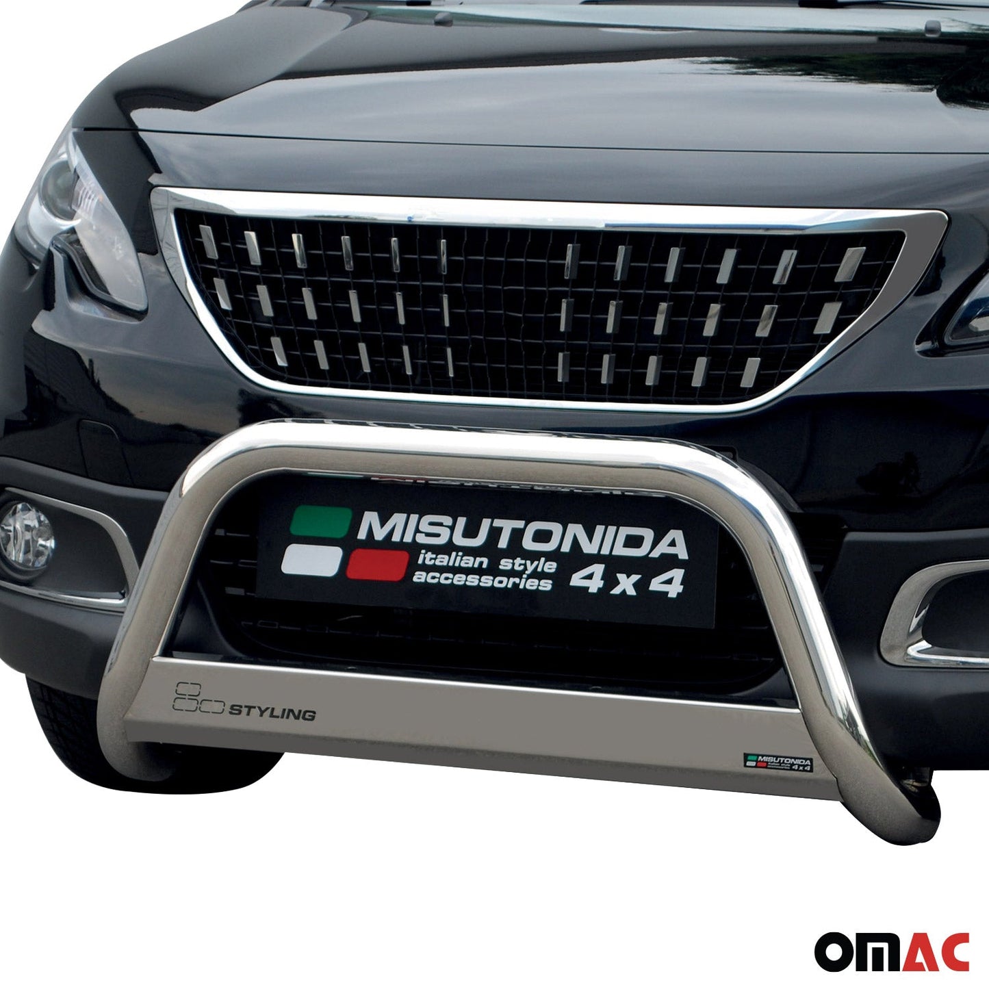 Bară de protecție/buton față pentru Peugeot 2008 2016-2019 ø63mm oțel argintiu protecție