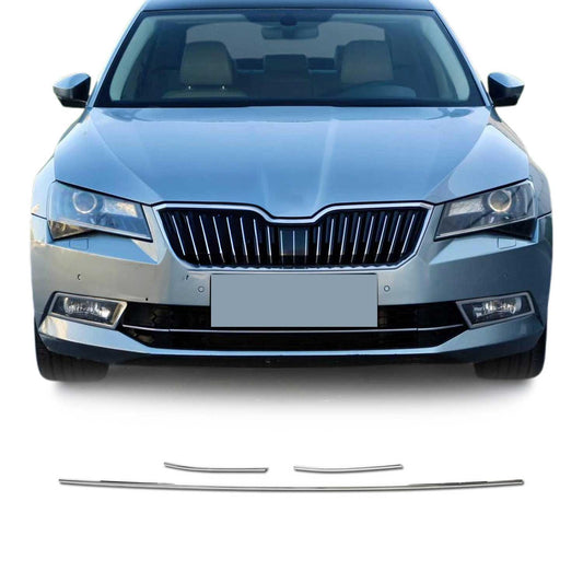 Frontgrill Leiste für Skoda Superb III 2015-2019 Edelstahl Chrom 3 Tlg