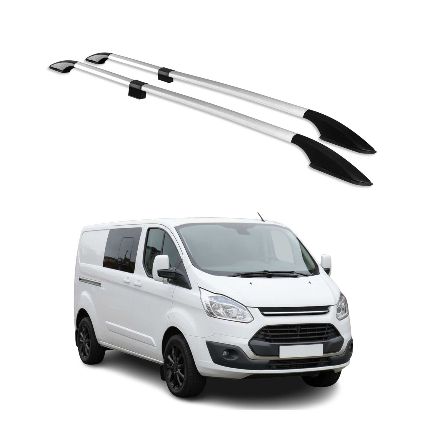 Dachreling für Ford Transit Tourneo Custom 2012-2024 L2 Langer Alu Grau