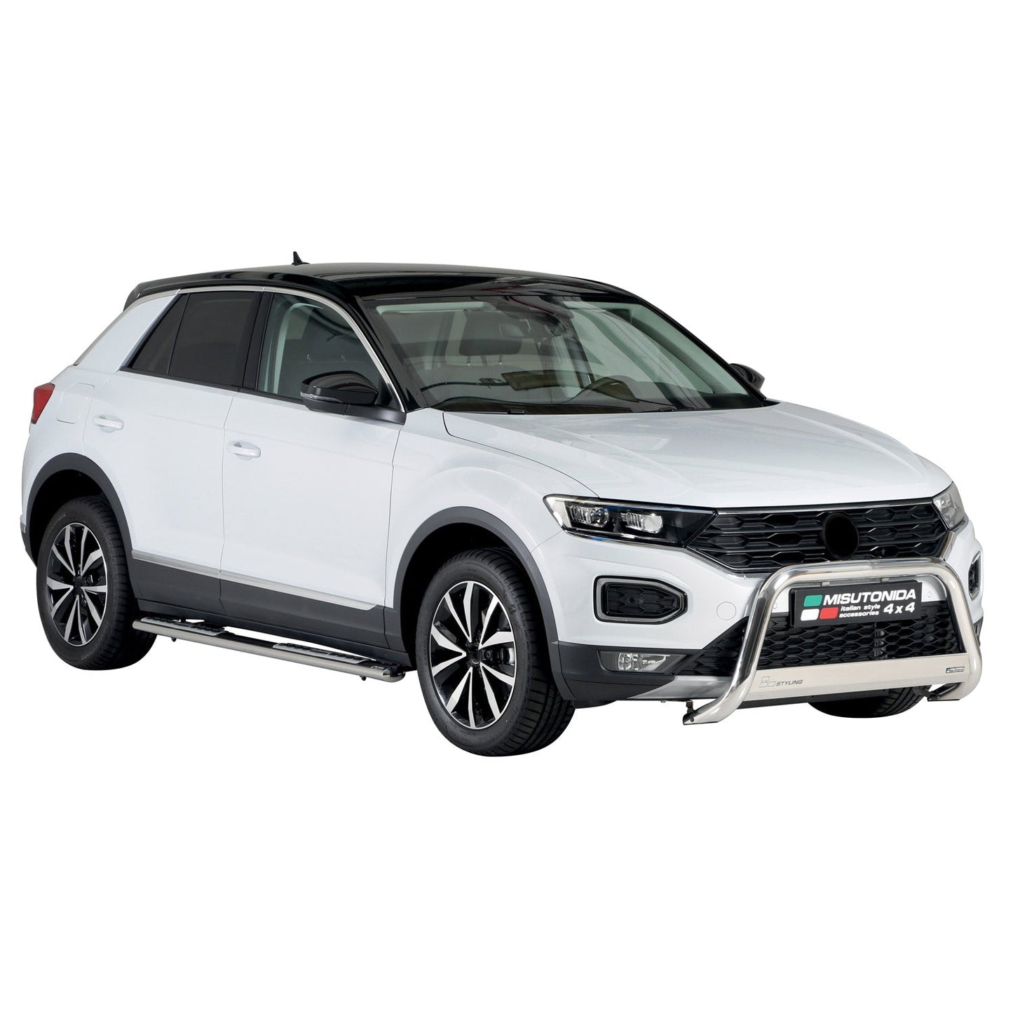 Praguri/praguri laterale din oțel inoxidabil pentru VW T-Roc 2017-2025, oțel inoxidabil argintiu