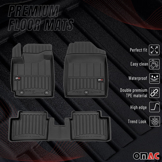 2011-2017 Kia Picanto Fußmatten TPE Schwarz 3 tlg