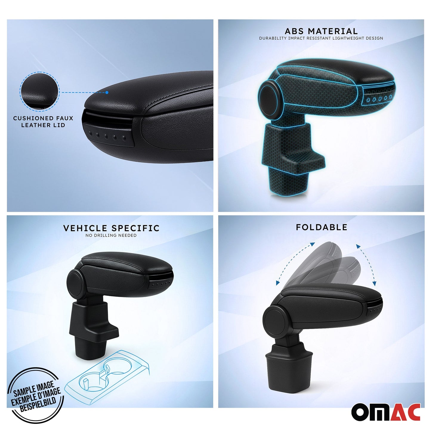 Cotieră centrală pentru Ford Fiesta 6 2008-2017, piele PU, ABS, neagră