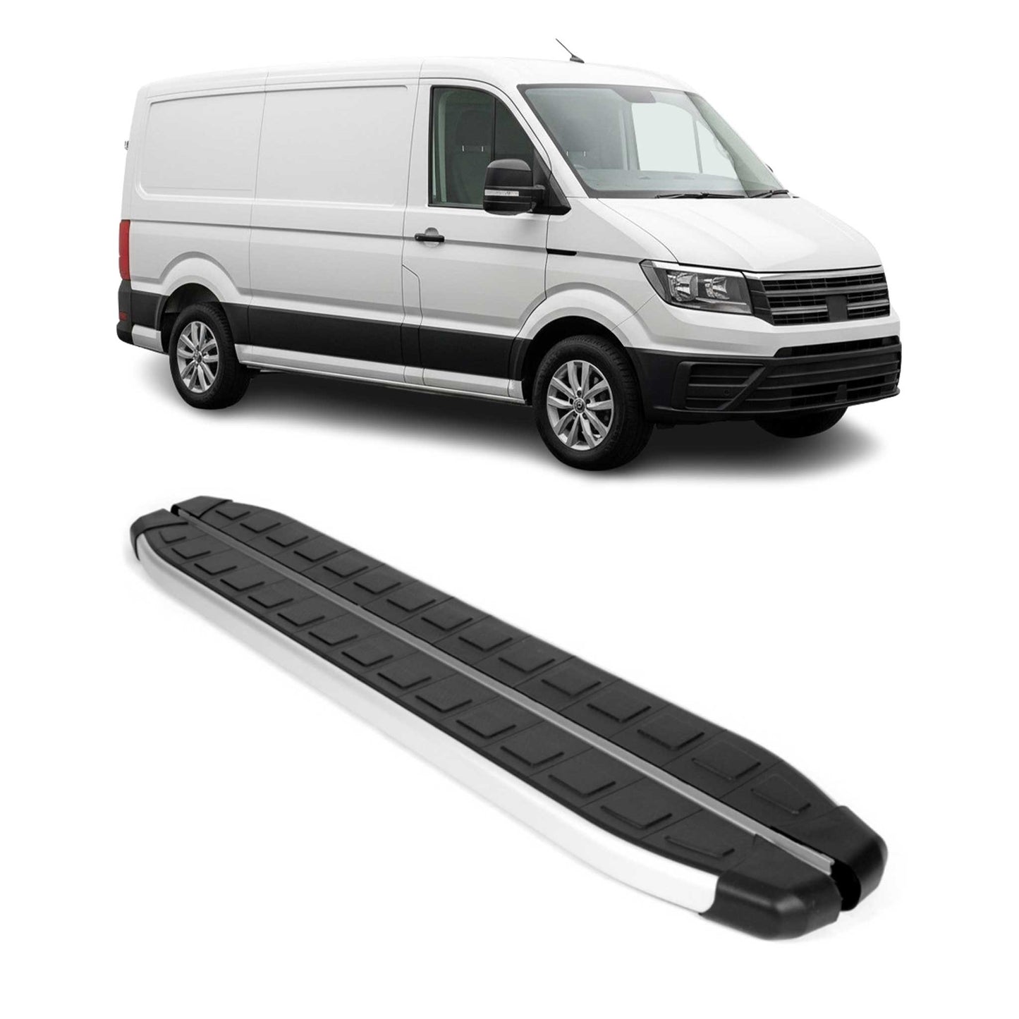Trittbretter Seitenschweller für VW Crafter 2017-2025 L1 Schwarz Silber 2 tlg