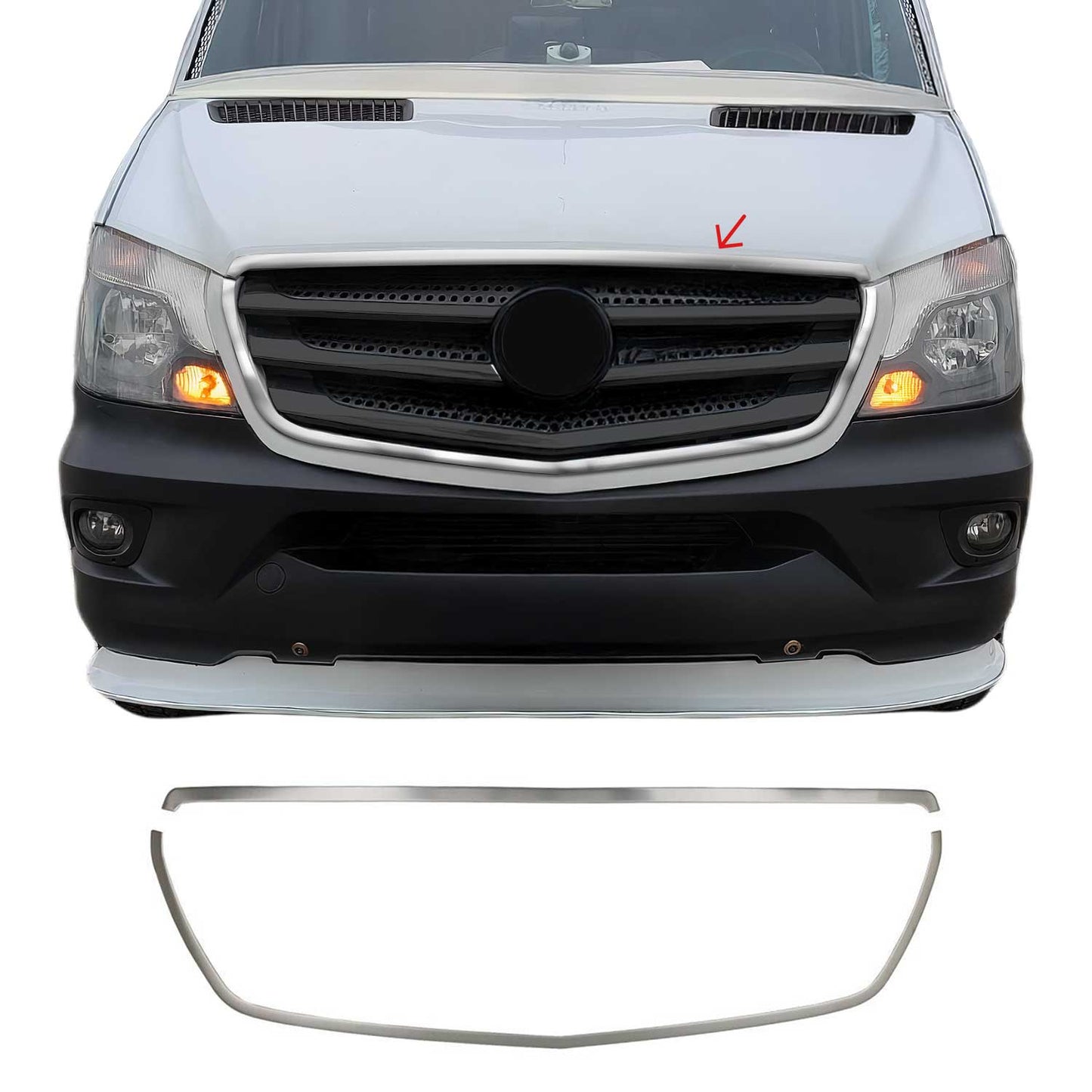 Kühlergrill Grillleisten für Mercedes Sprinter W906 2013-2020 Gebürstet Chrom 2x