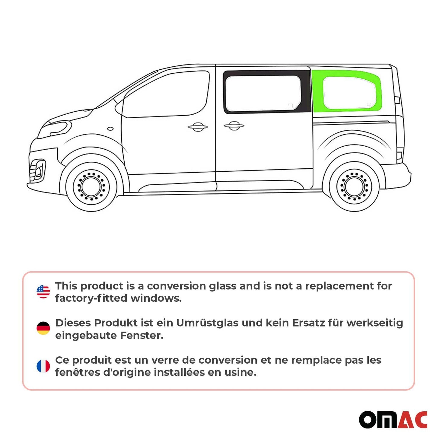 Seitenfenster Sicherheitsglas für Fiat Scudo 2022-2025 Auto Schwarz Links L2