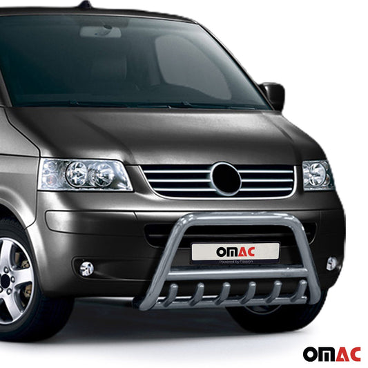 Bară de protecție/buton față pentru VW Transporter T5 2003-2015, certificată ABE, argintie