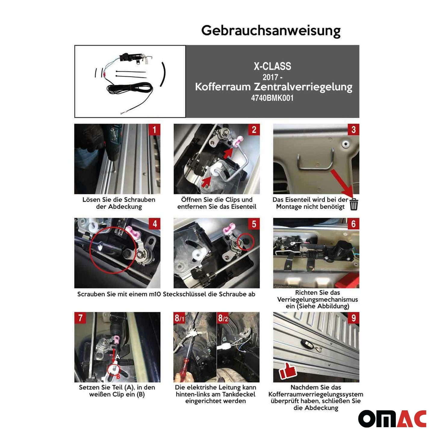 Set sistem de închidere centralizată a portbagajului pentru Mercedes Clasa X 2017-2021