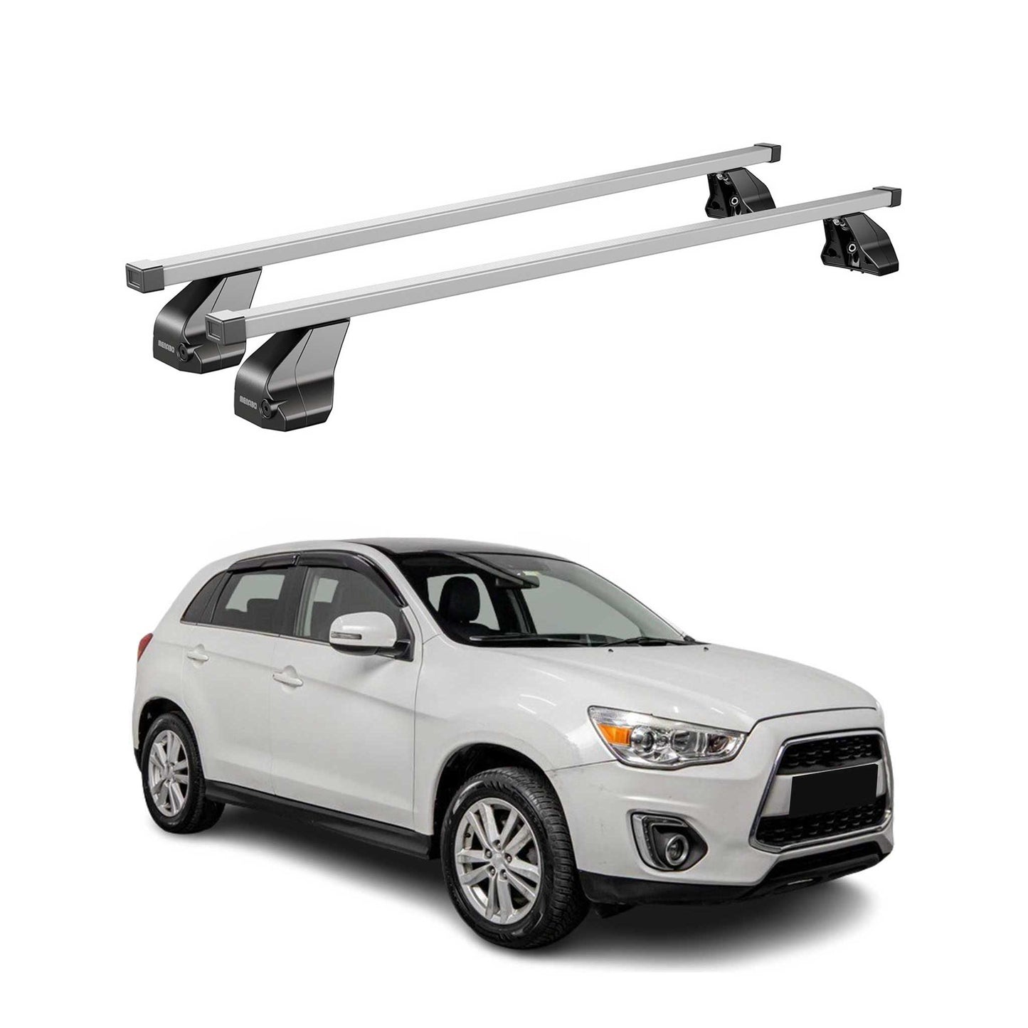 Menabo Dachträger Grundtäger für Mitsubishi ASX 2010-2019 75kg Stahl Silber 2x
