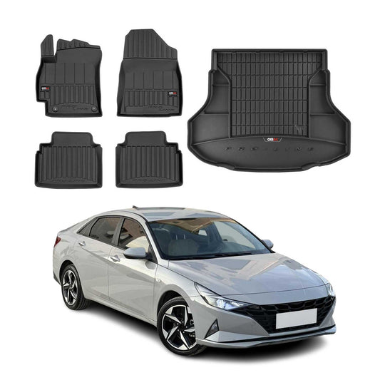 OMAC Fußmatten & Kofferraumwanne Set für Hyundai Elantra 2020-2025 Gummi TPE 5x