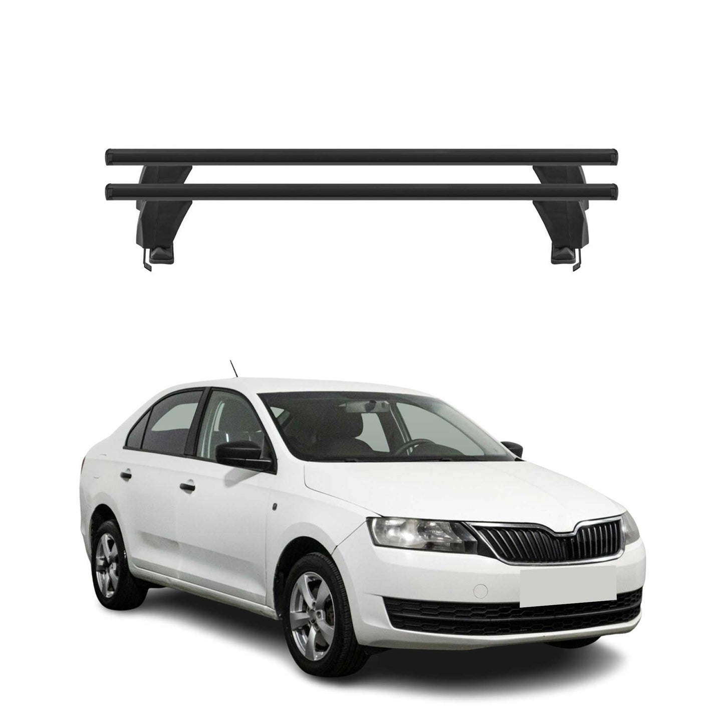 Menabo Dachträger Grundtäger für Skoda Rapid 2012-2019 50kg Alu Schwarz 2 tlg