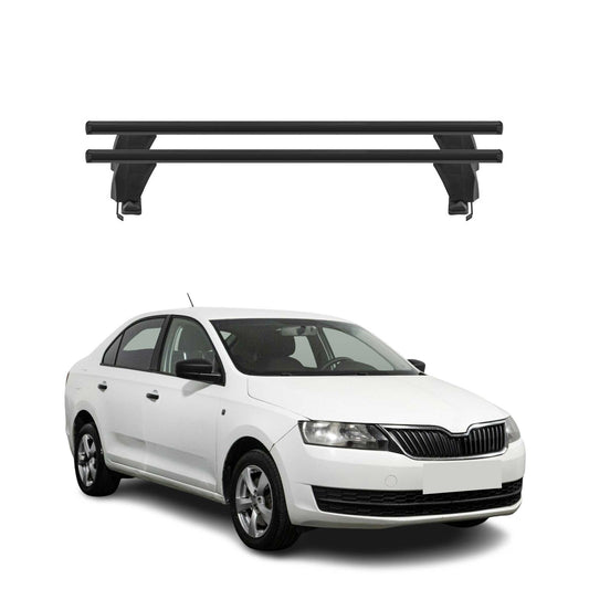 Menabo Dachträger Grundtäger für Skoda Rapid 2012-2019 50kg Alu Schwarz 2 tlg