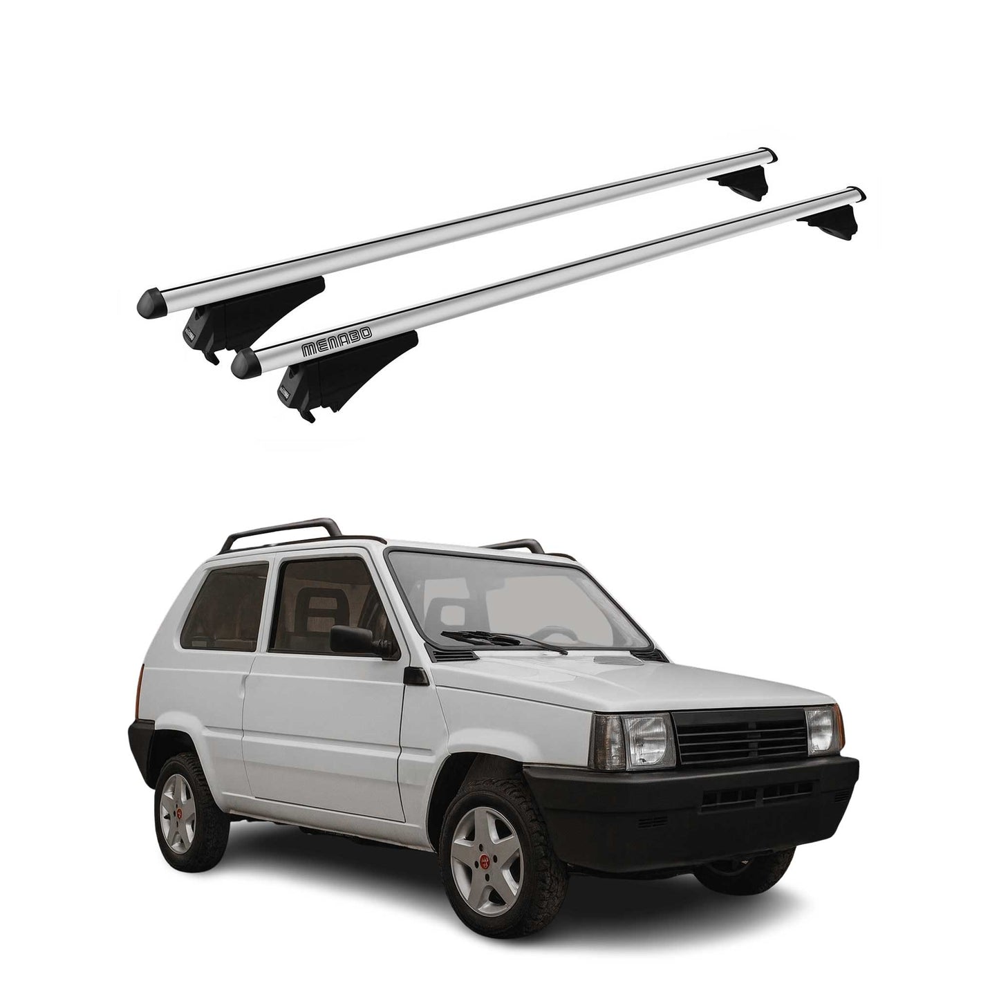 Menabo Dachträger Grundtäger für Fiat Panda 169 Cross 2003-2015 75kg Alu Grau 2x