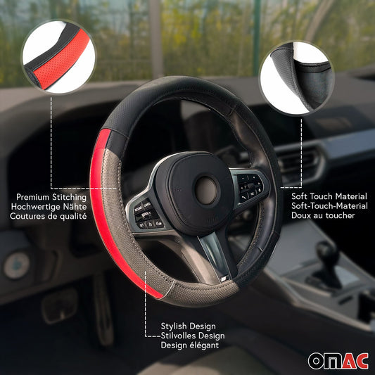 Lenkradbezug Lenkradschoner Lenkrad abdeckung Schwarz Halbmond Rot Ø 38-40 cm