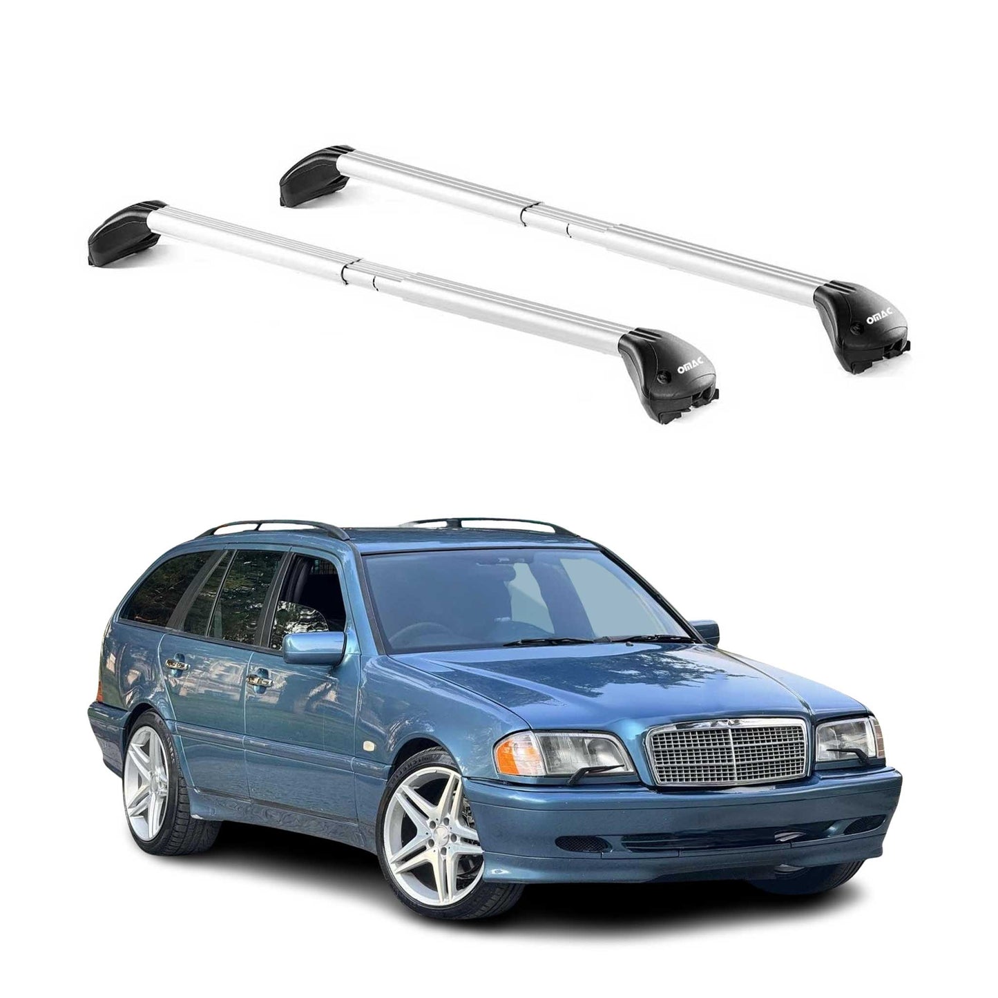 Dachträger für Mercedes C Klasse S202 Kombi 1993-2000 100kg Alu Silber 2x ABE