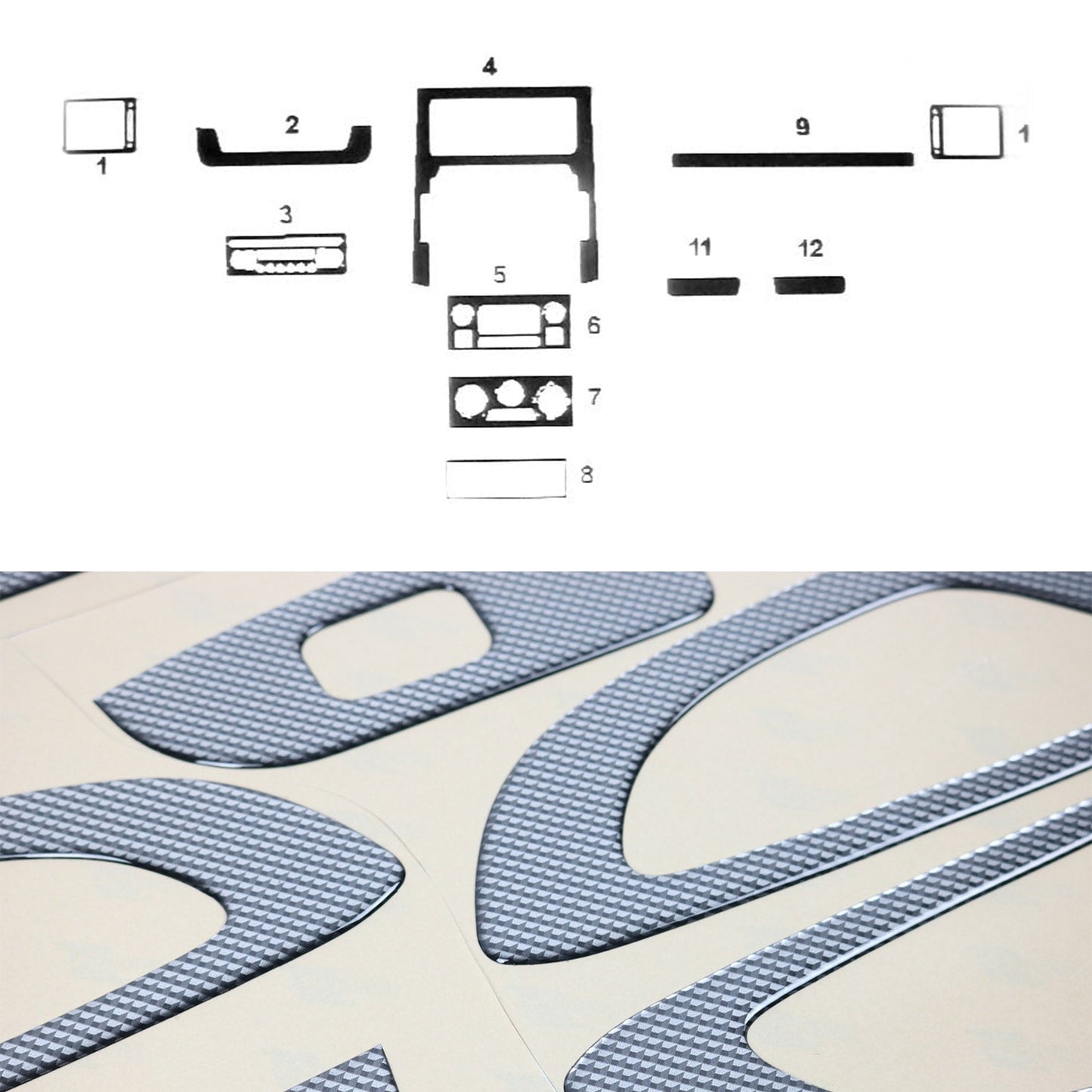 Ornamente interioare cockpit pentru Citroen Jumpy 2007-2016 set 12 piese aspect carbon