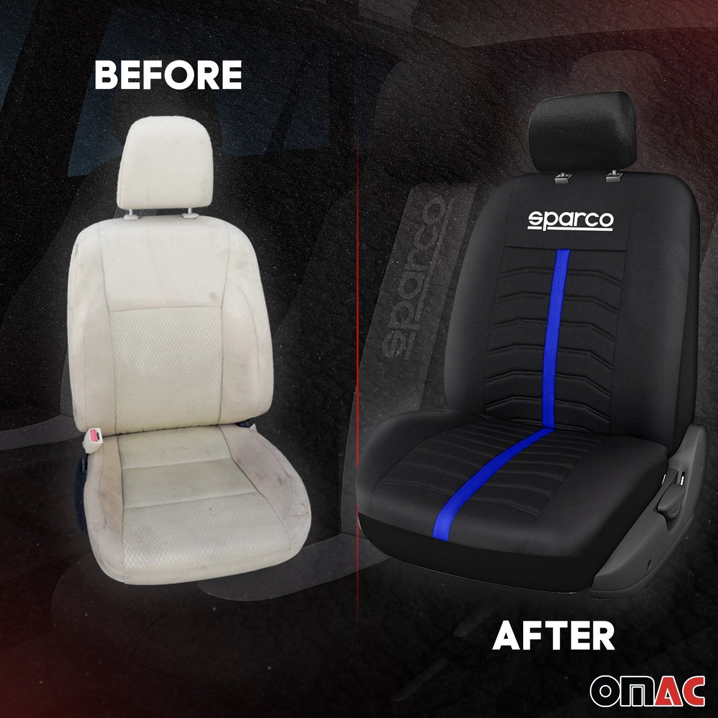 SPARCO Sitzbezüge Schonbezüge Autositzbezüge Universell Blau Rot Vorne Hinten