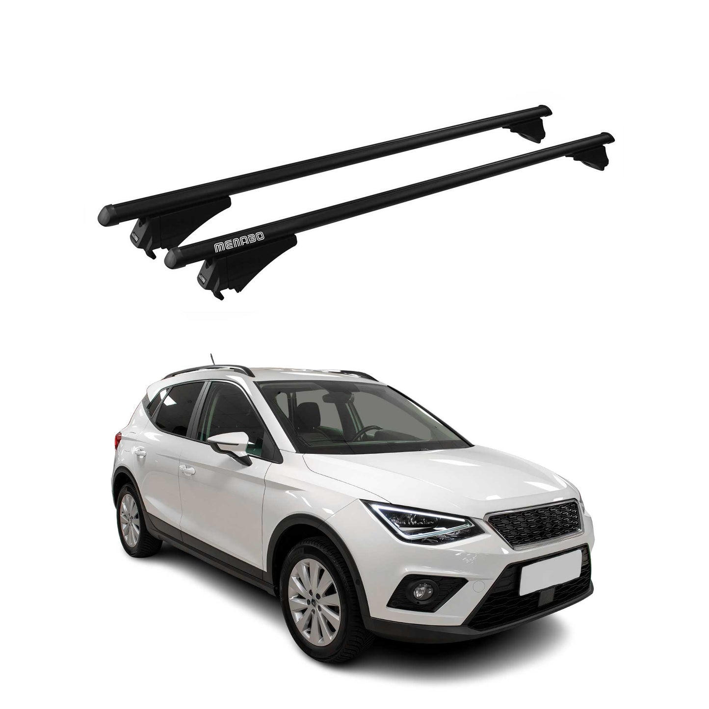 Bagażnik dachowy Menabo Base Carrier do Seata Arona 2017-2025 ABE Aluminium Black 2x