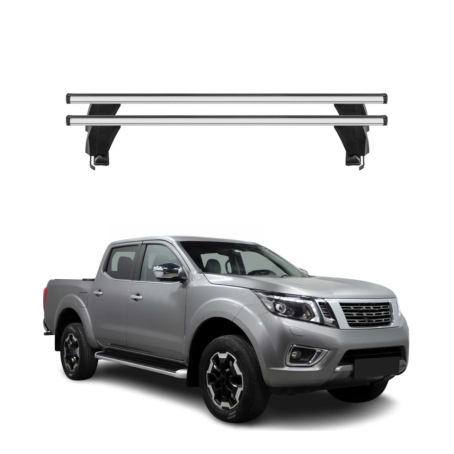 Menabo Dachträger Grundtäger für Nissan Navara 2014-2020 4 tür 50kg Alu Grau 2x