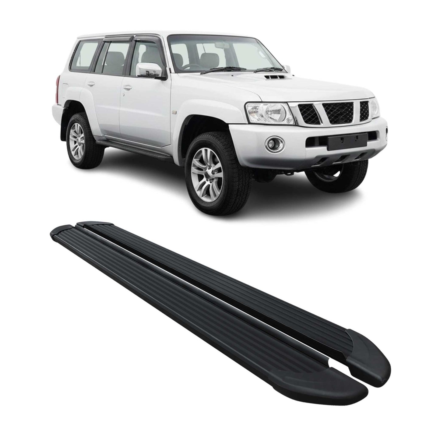 Seitenschweller Trittbretter Schweller für Nissan Patrol 2010-2025 Alu Schwarz