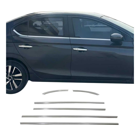 Benzi decorative pentru geamuri pentru Honda City Saloon 2021-2025, oțel inoxidabil, set 6 piese