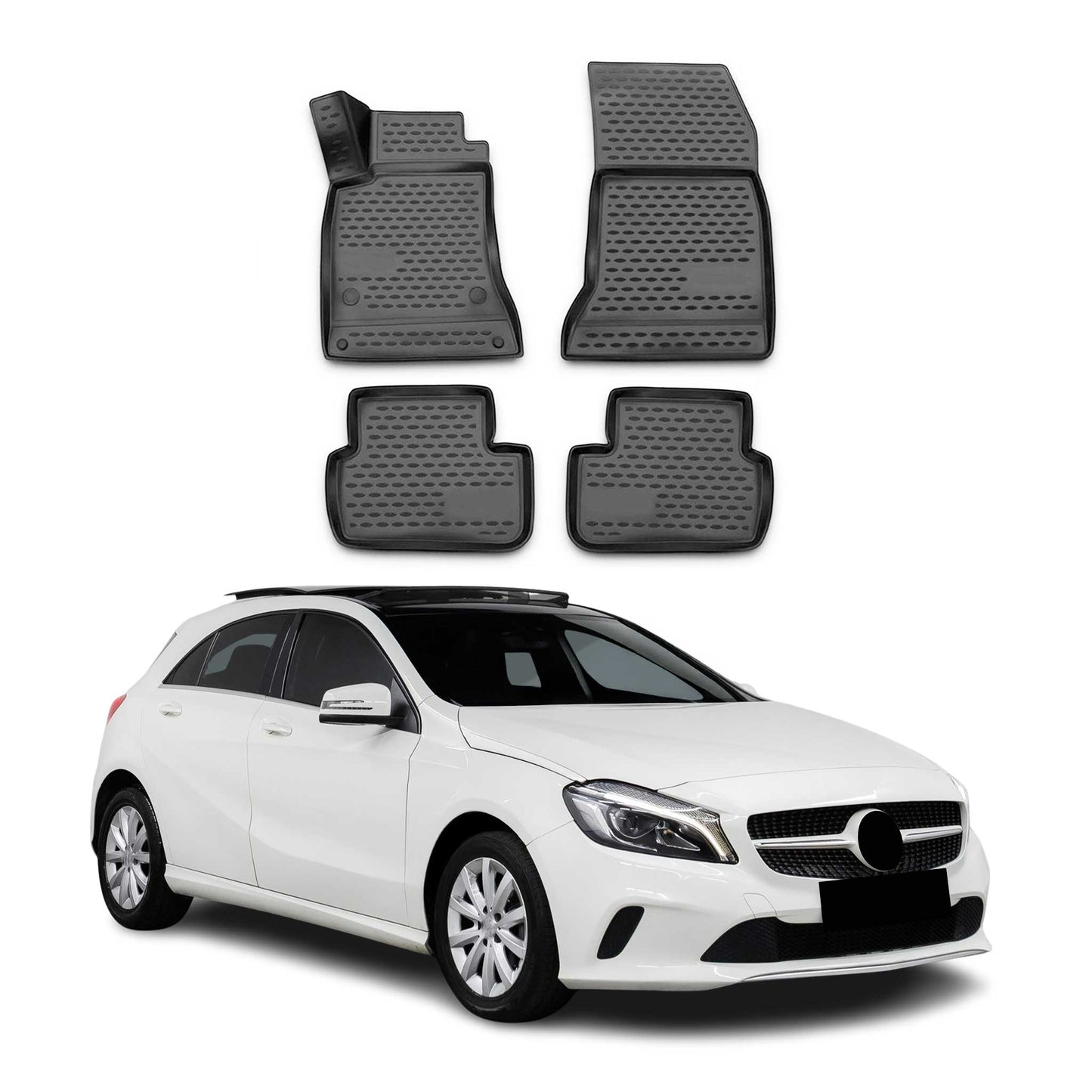 Covorașe auto Mercedes Clasa A W176 2012-2018, TPE, negre, set 4 piese