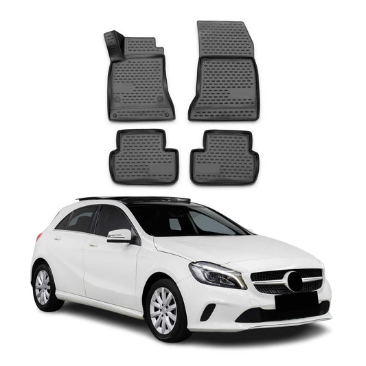 Covorașe auto Mercedes Clasa A W176 2012-2018, TPE, negre, set 4 piese