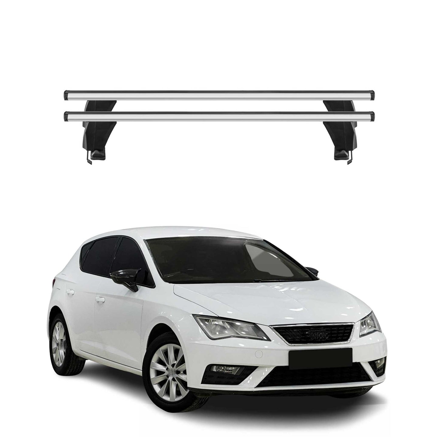 Menabo Dachträger Grundtäger für Seat Leon mk3 2012-2020 50kg Alu Silber 2 tlg