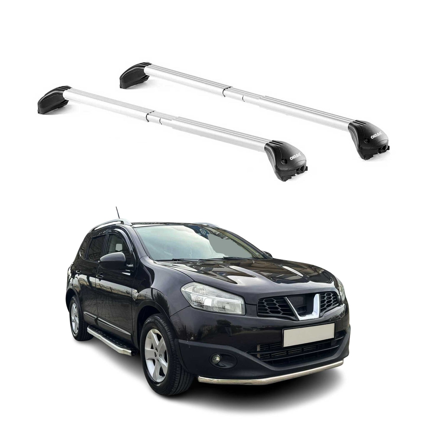 Portbagaj de plafon pentru Nissan Qashqai J10 2006-2014 5 uși 100kg aluminiu ABE argintiu